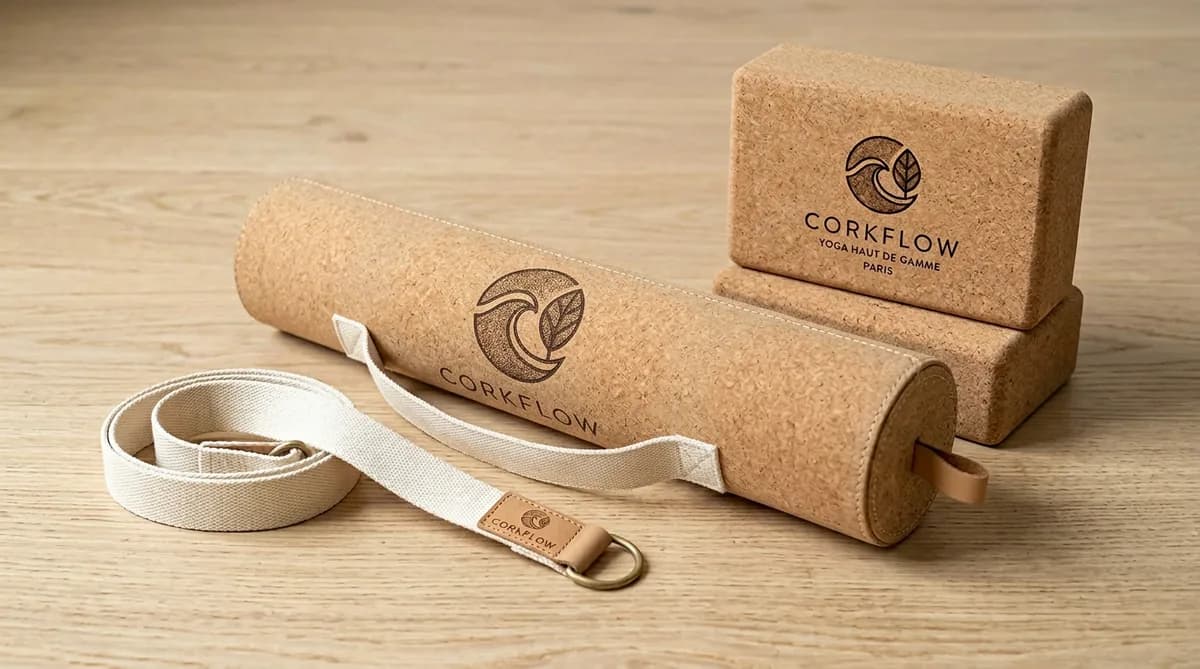 Accessoires yoga en liège naturel Corkflow — blocs sangles sacs