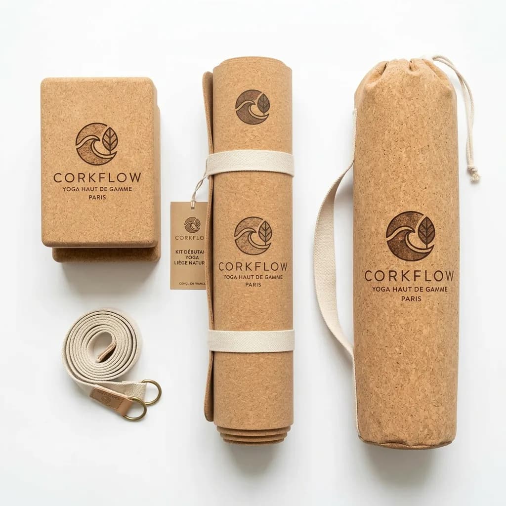 Pack yoga complet Corkflow — tapis premium blocs sangle sac liège naturel