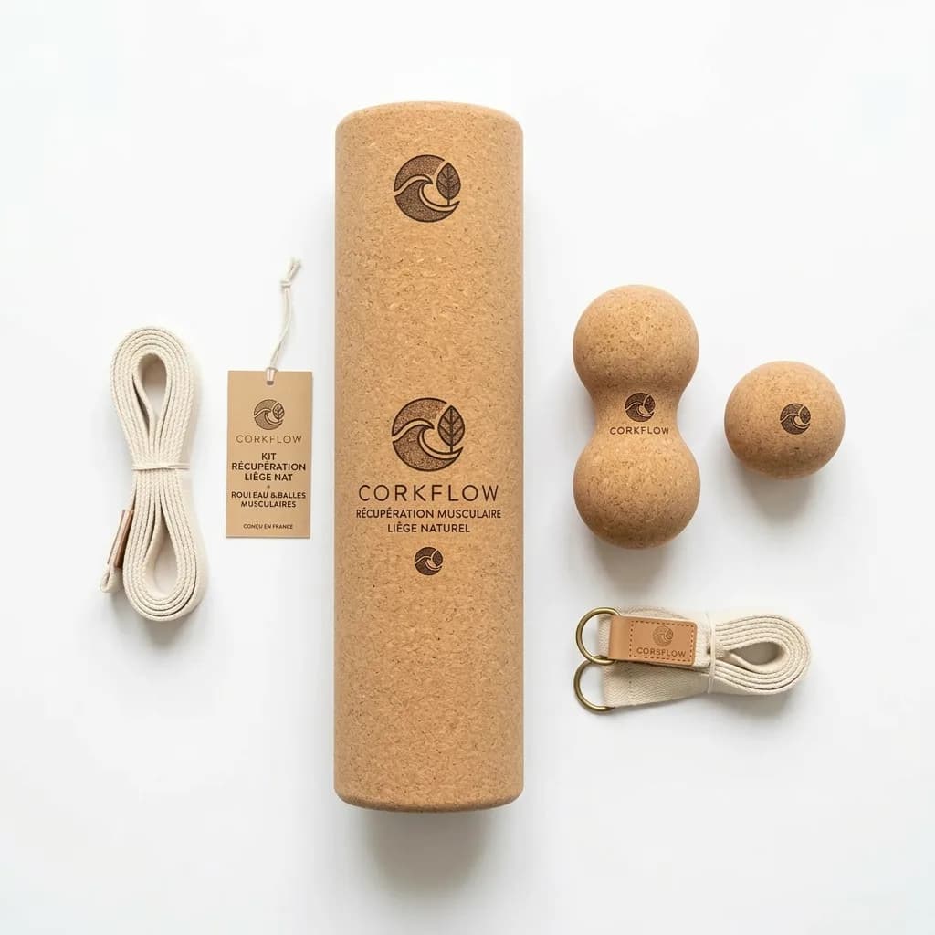 Pack récupération Corkflow — rouleau et balle de massage liège naturel