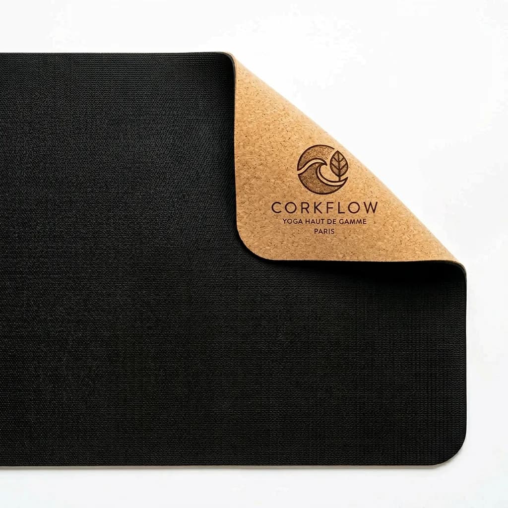 Tapis de yoga liège Éléphant Mandala Corkflow — motif mandala gravé grip naturel antidérapant — Vue arrière