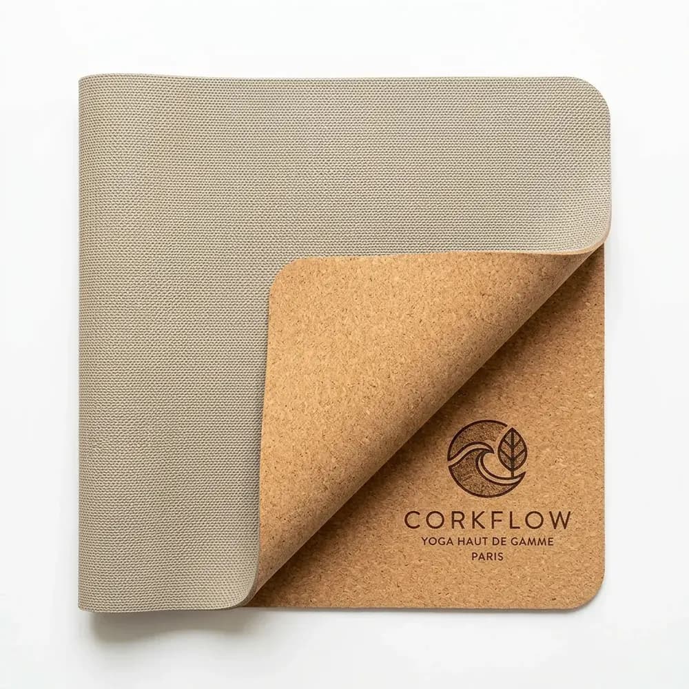 Tapis de yoga liège Lotus Alignement Corkflow — motif lotus lignes d'alignement léger pliable — Vue arrière